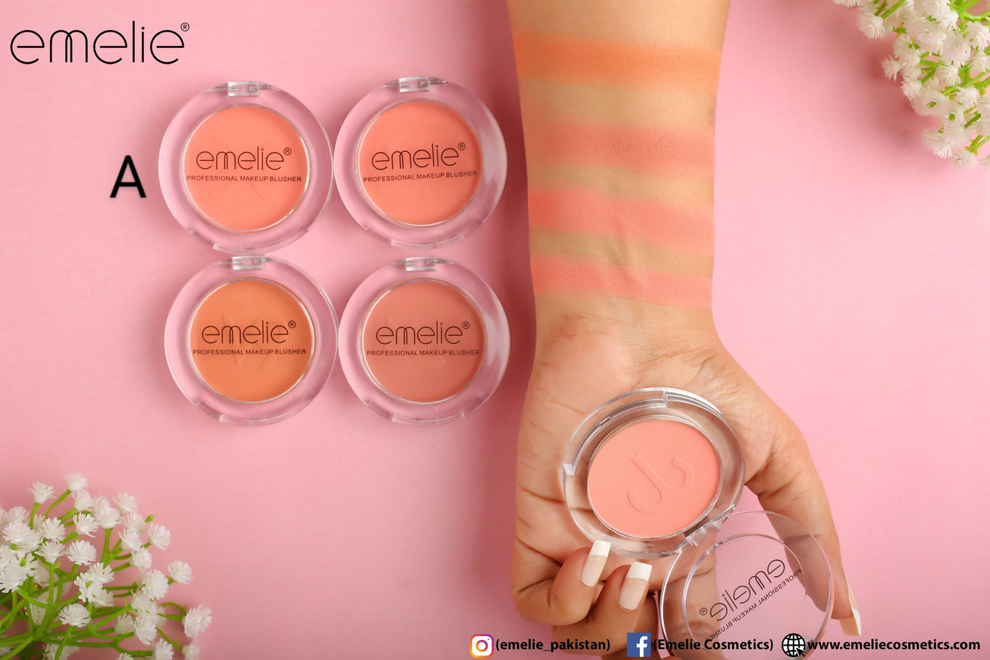 Professional Makeup Blusher - Pack of 4 Emelie Cosmetics.pk