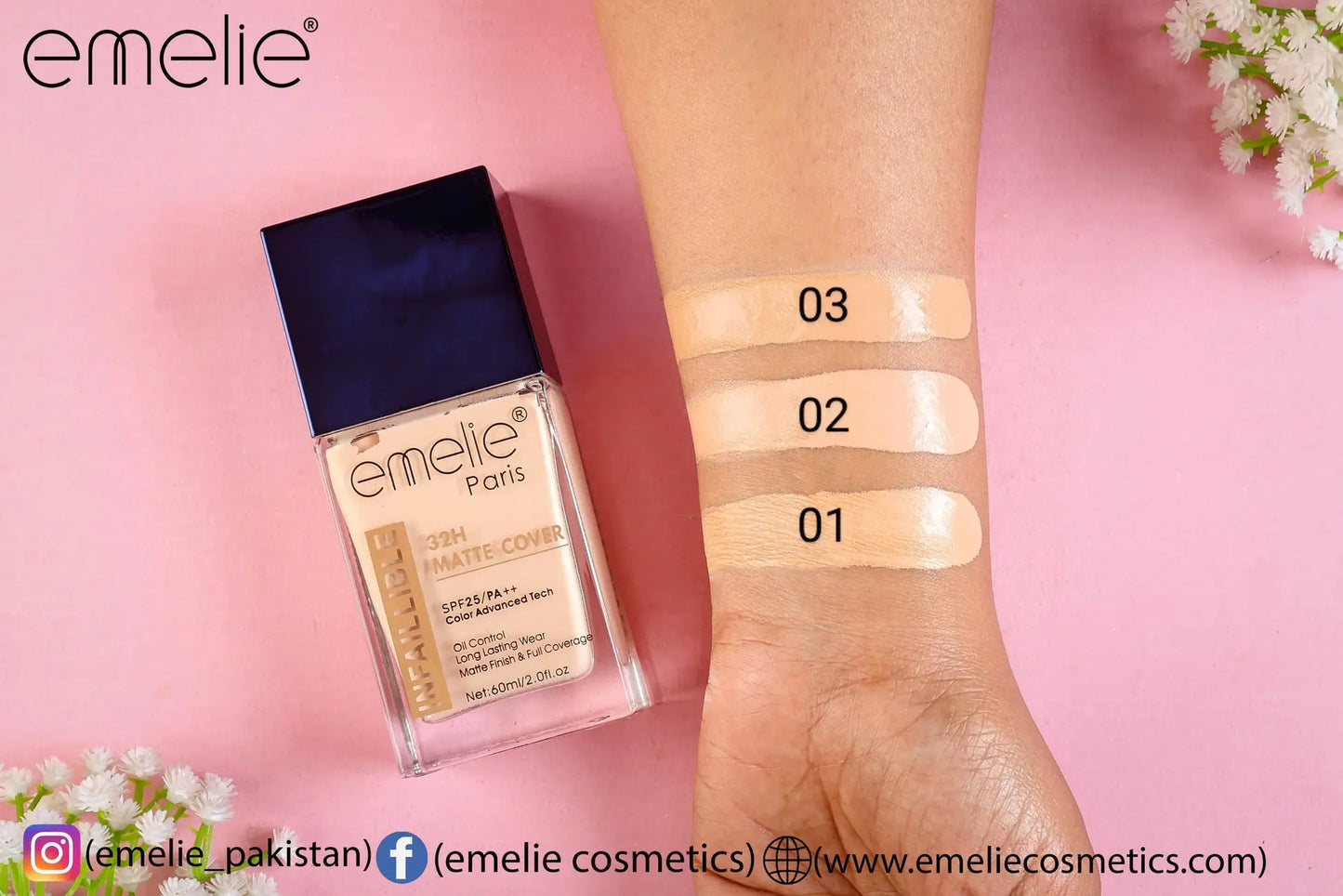 32H Matte Cover Foundation Emelie Cosmetics