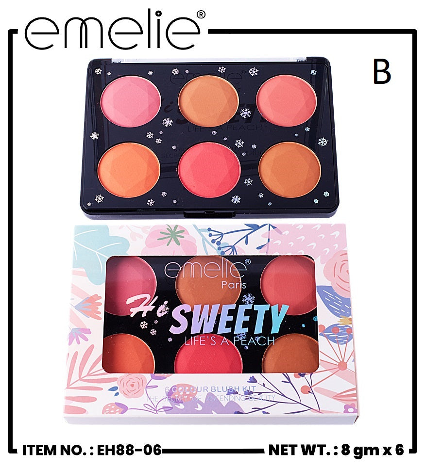 Hi Sweety 6 Color Blush Kit Emelie Cosmetics.pk