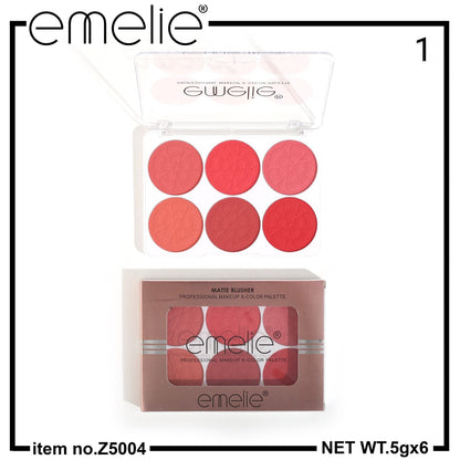 Matte Blusher 6 Color Pallete Emelie Cosmetics.pk