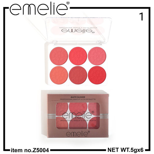 Matte Blusher 6 Color Pallete Emelie Cosmetics.pk