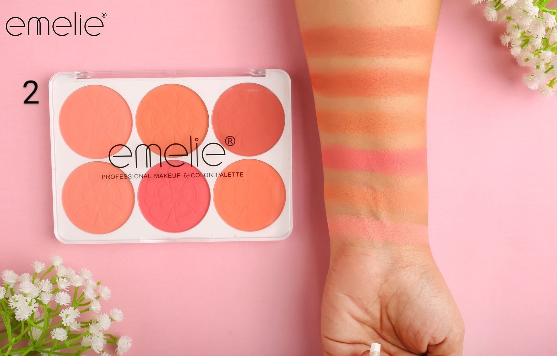 Matte Blusher 6 Color Pallete Emelie Cosmetics.pk