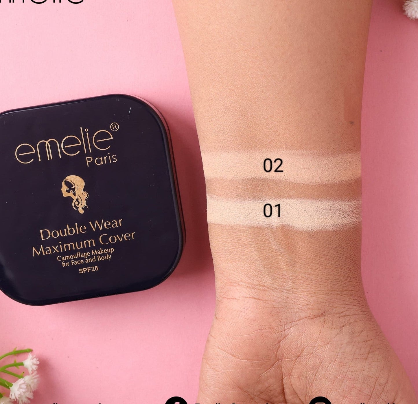 Double Wear Maximum Cover Pressed Powder Emelie Cosmetics.pk