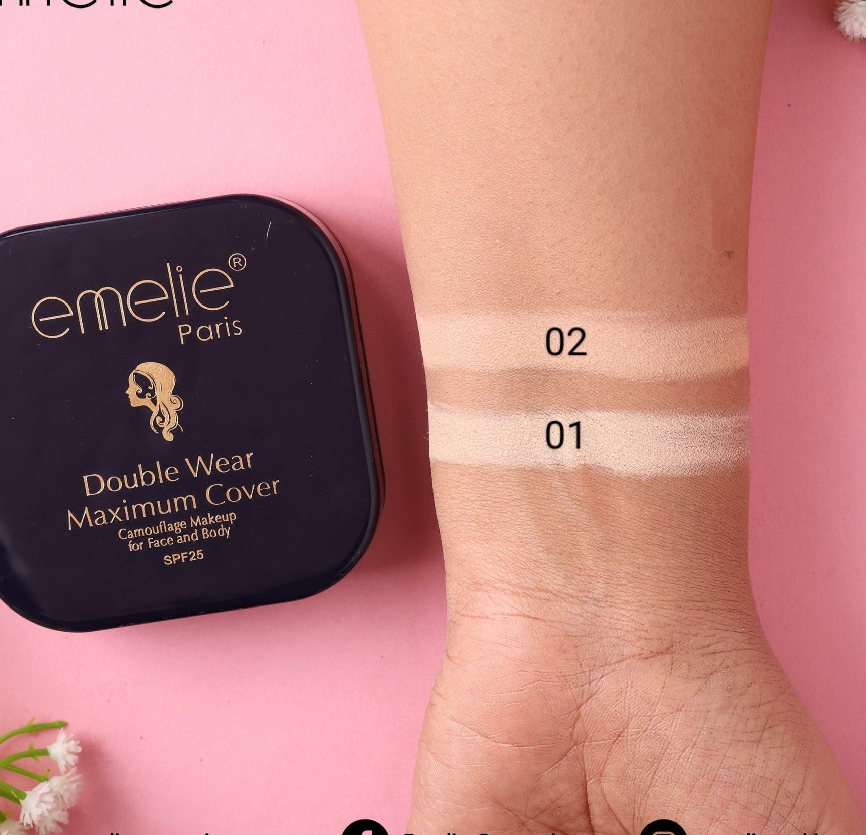 Double Wear Maximum Cover Pressed Powder Emelie Cosmetics.pk