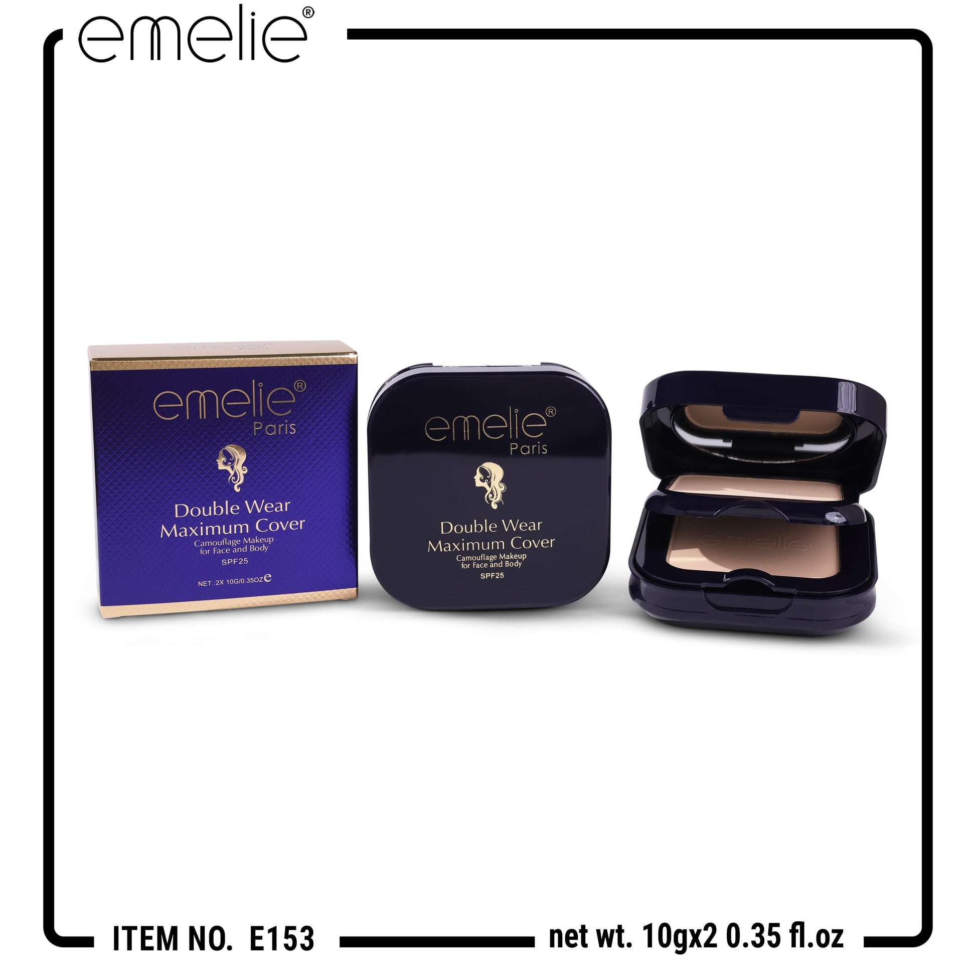 Double Wear Maximum Cover Pressed Powder Emelie Cosmetics.pk