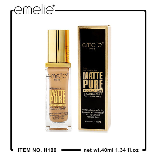 Full Coverage Matte Pure Foundation & Concealer - 40ml Emelie Cosmetics