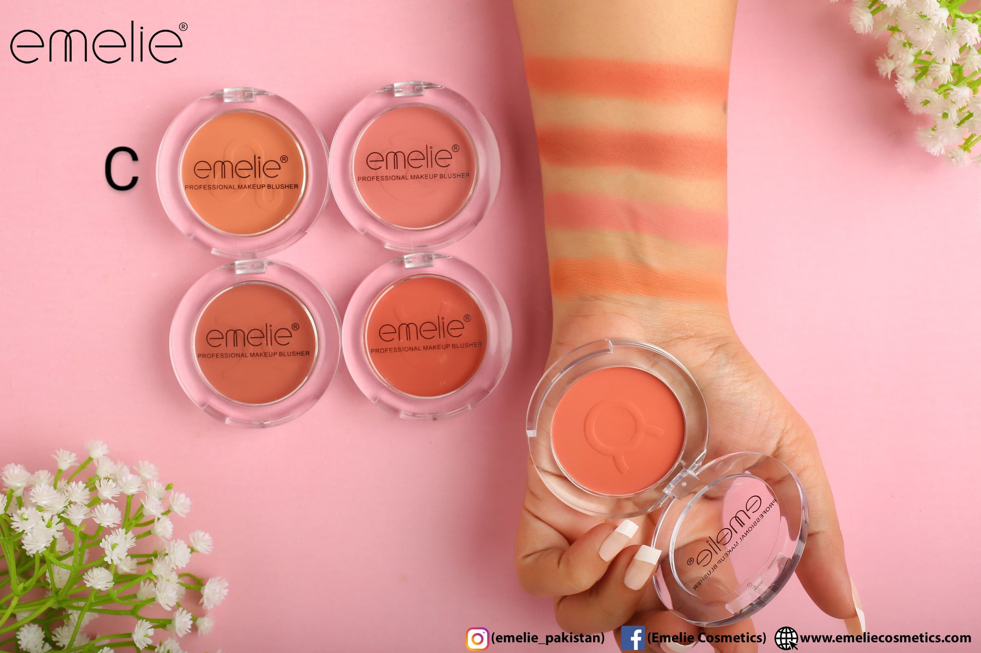 Professional Makeup Blusher - Pack of 4 Emelie Cosmetics.pk