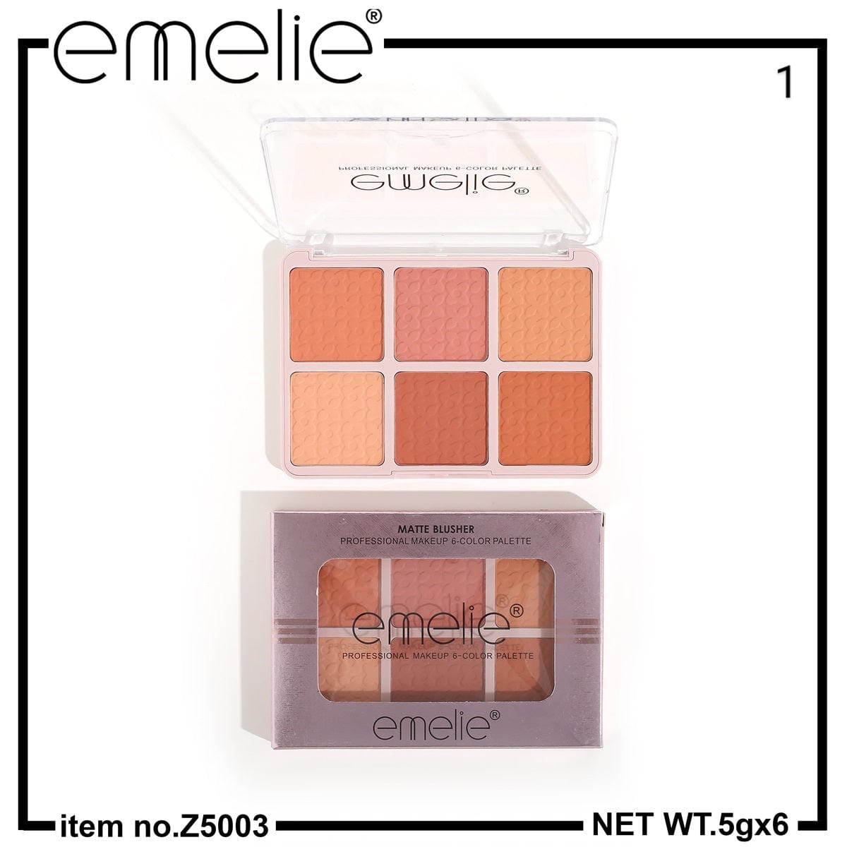 Matte Blusher 6 Color Pallete Emelie Cosmetics.pk