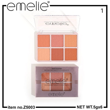 Matte Blusher 6 Color Pallete Emelie Cosmetics.pk