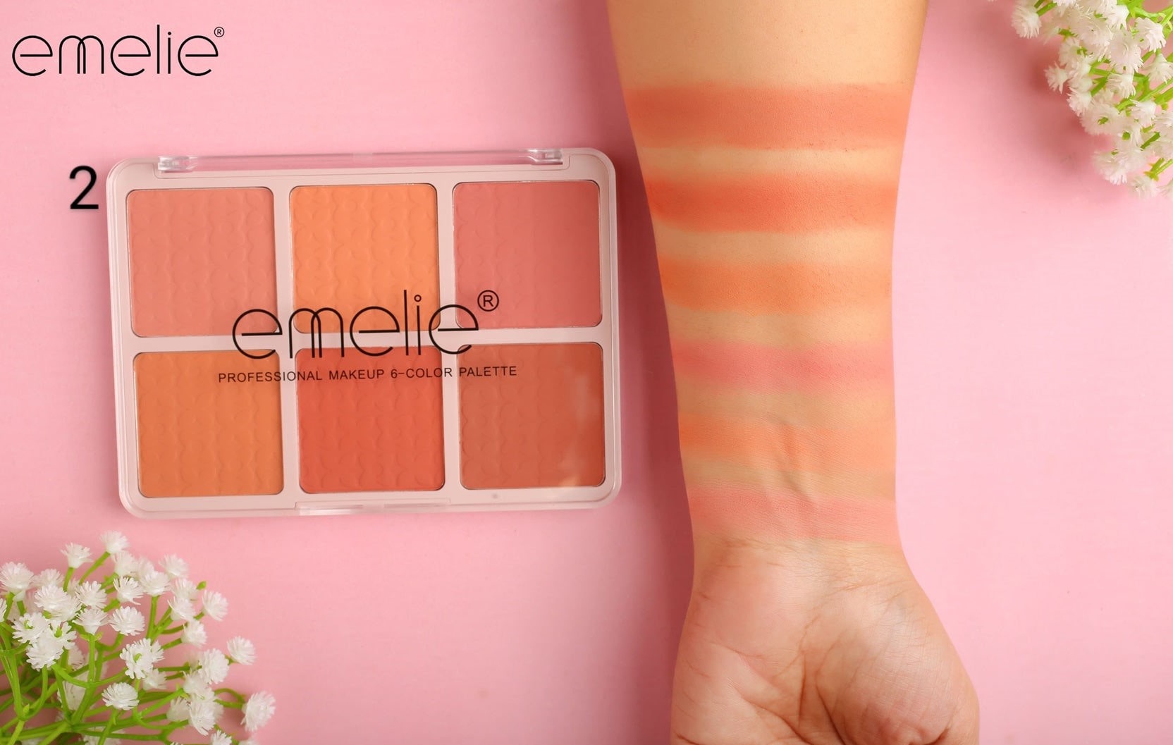 Matte Blusher 6 Color Pallete Emelie Cosmetics.pk