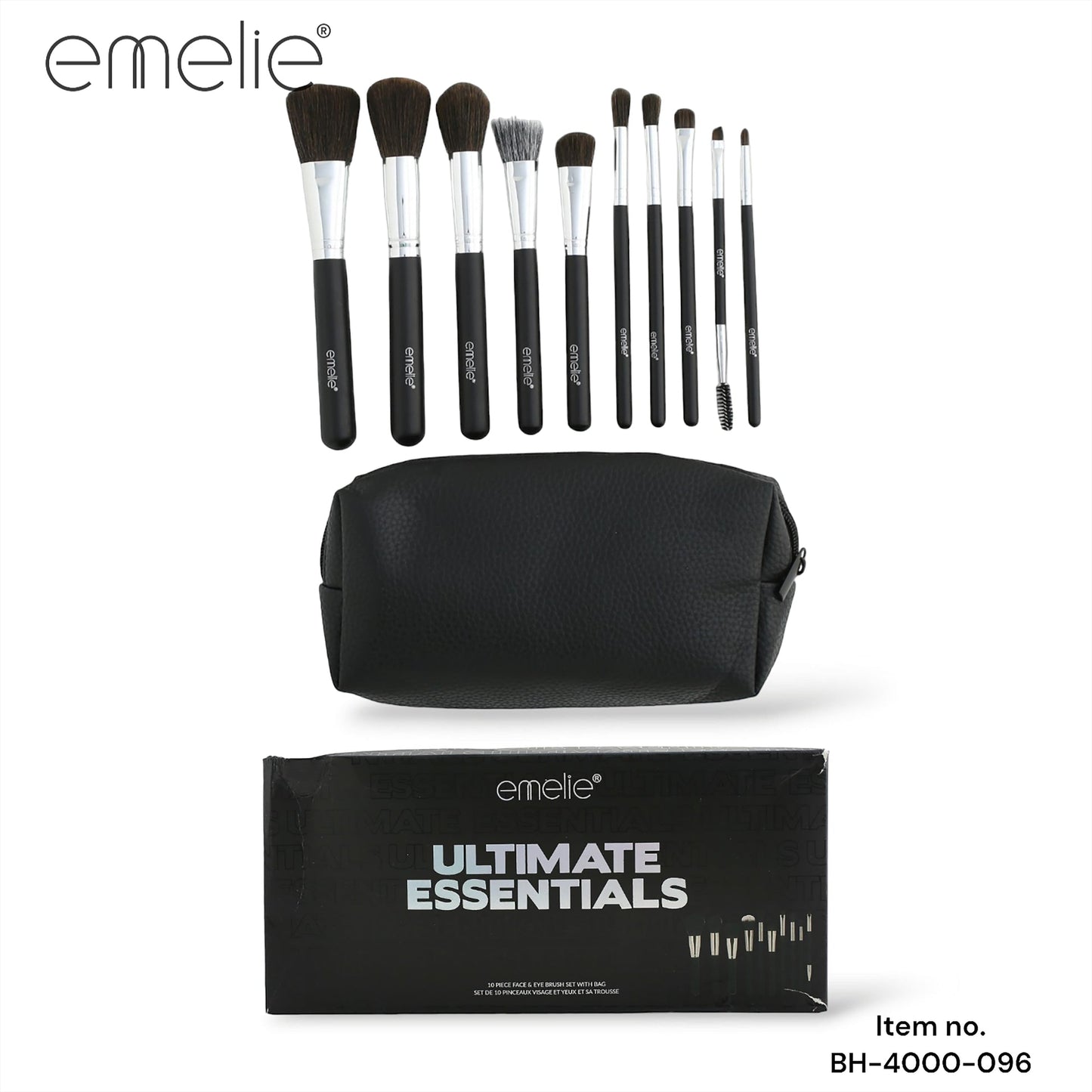Ultimate Essentials Brush Set with Bag Emelie Cosmetics.pk