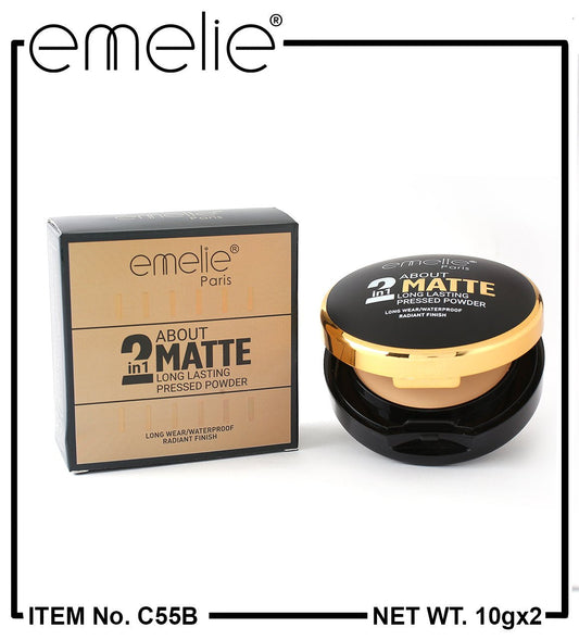2 in 1 Matte Pressed Powder Emelie Cosmetics.pk
