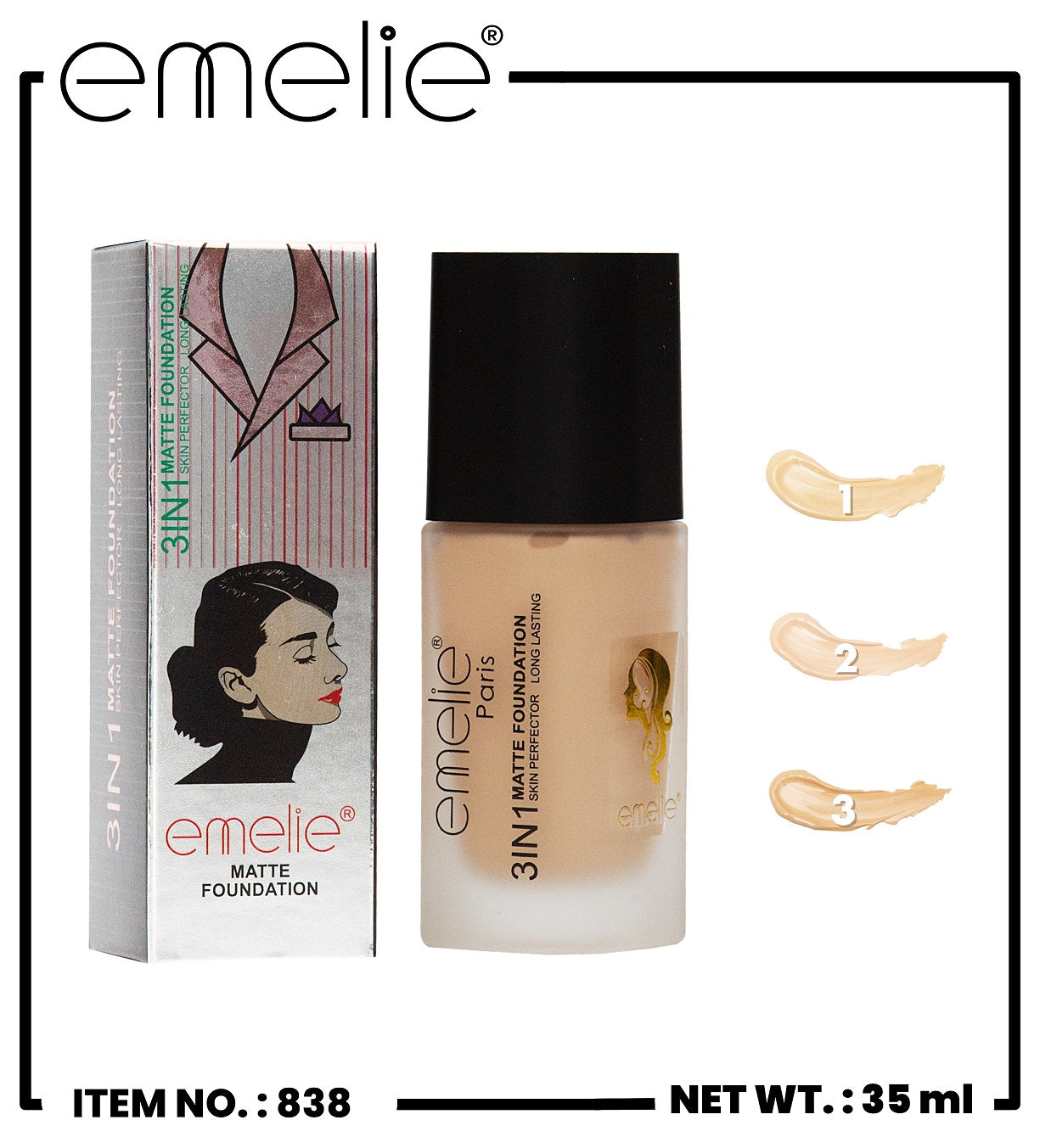 Three in One - Matte Foundation Emelie Cosmetics