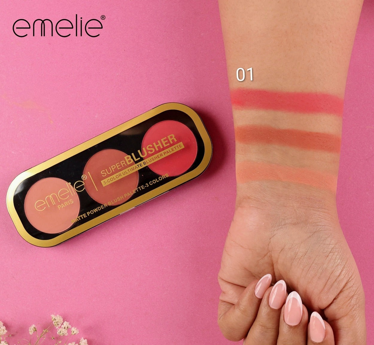 Emelie Paris Super Blusher - 3 - Color Ultimate Blush Palette Emelie Cosmetics.pk
