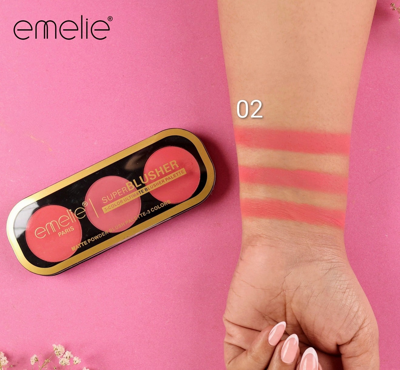 Emelie Paris Super Blusher - 3 - Color Ultimate Blush Palette Emelie Cosmetics.pk