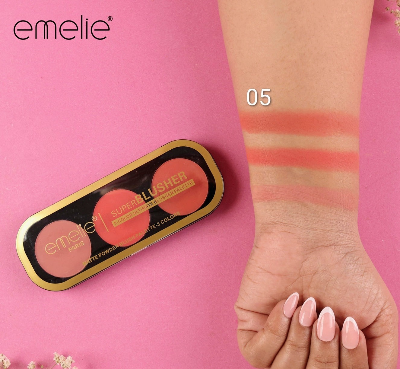 Emelie Paris Super Blusher - 3 - Color Ultimate Blush Palette Emelie Cosmetics.pk