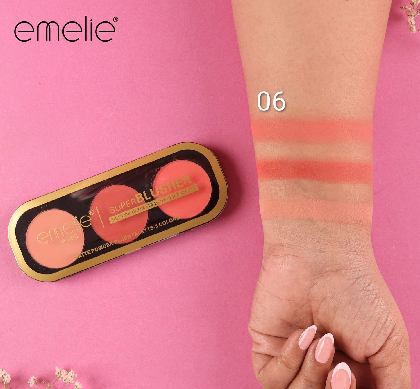 Emelie Paris Super Blusher - 3 - Color Ultimate Blush Palette Emelie Cosmetics.pk