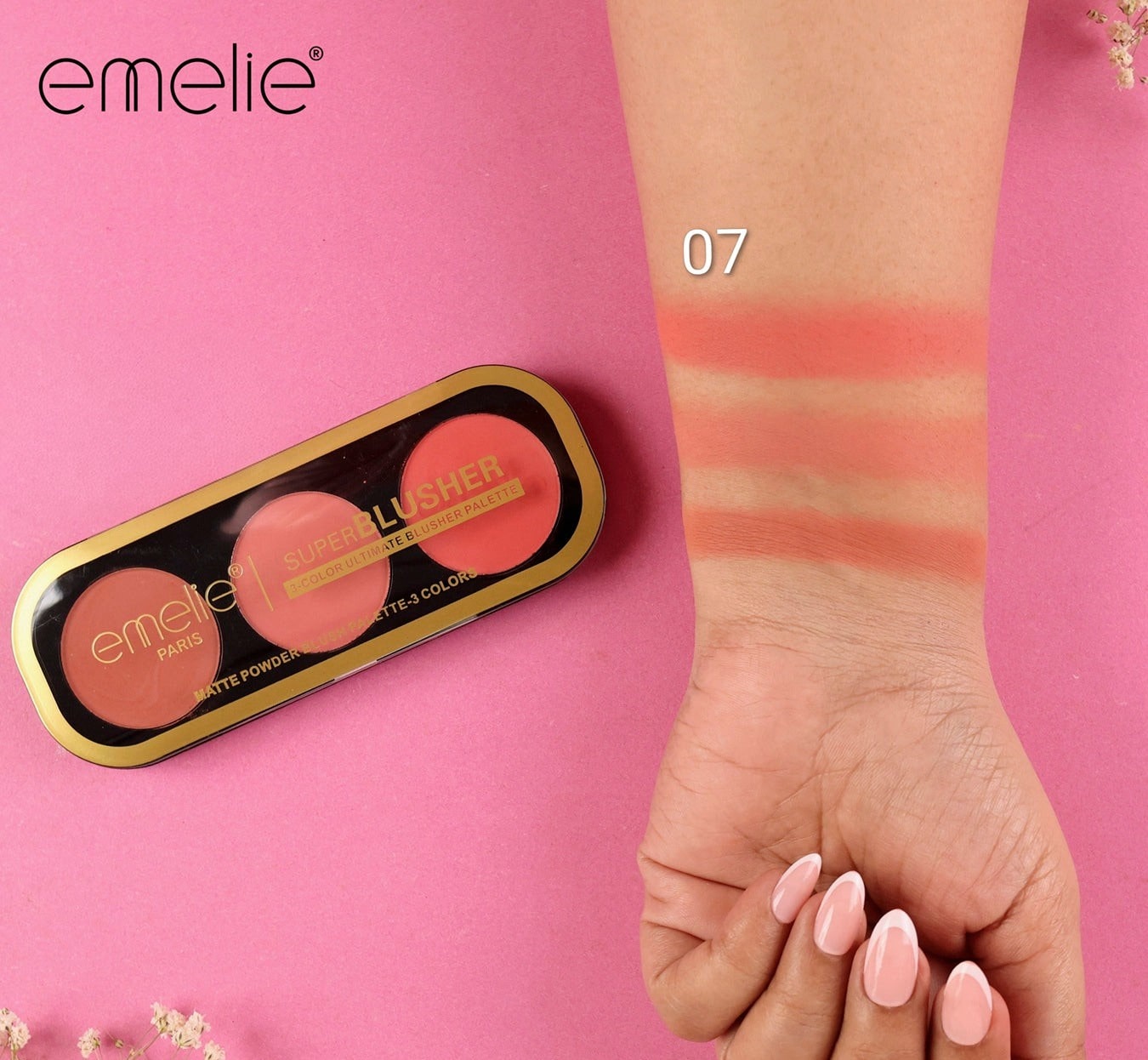 Emelie Paris Super Blusher - 3 - Color Ultimate Blush Palette Emelie Cosmetics.pk