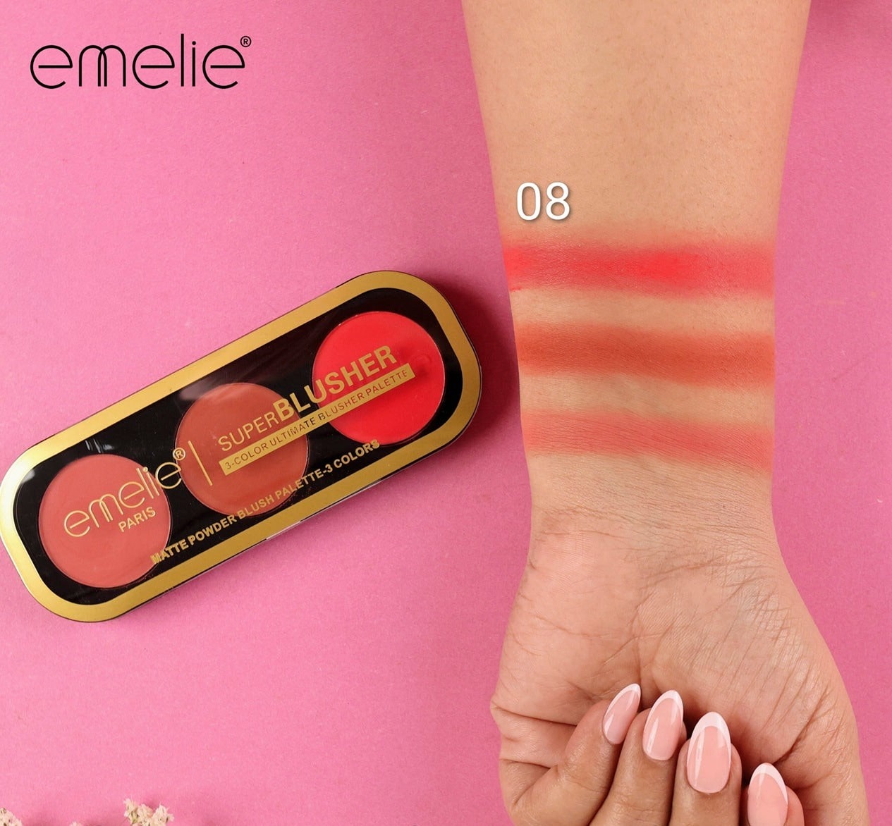 Emelie Paris Super Blusher - 3 - Color Ultimate Blush Palette Emelie Cosmetics.pk