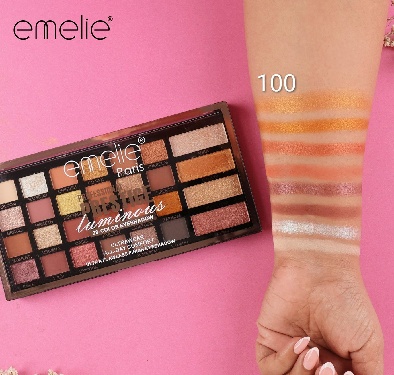 Emelie Paris Prestige Luminous 28-Color Eyeshadow Palette Emelie Cosmetics.pk