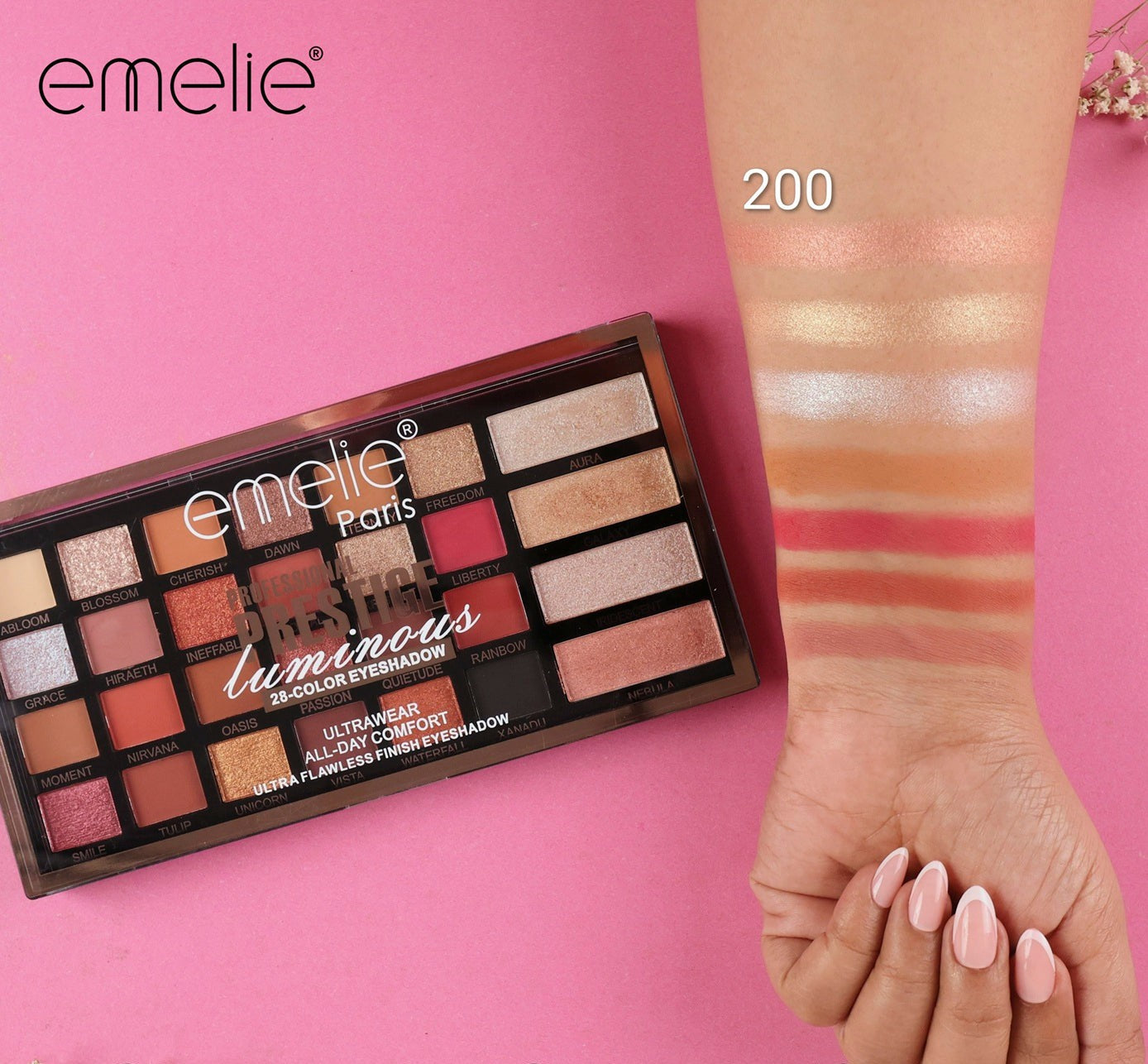 Emelie Paris Prestige Luminous 28-Color Eyeshadow Palette Emelie Cosmetics.pk