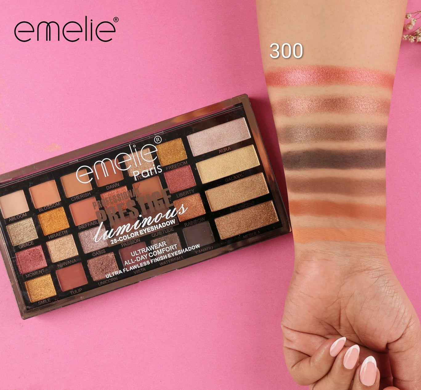 Emelie Paris Prestige Luminous 28-Color Eyeshadow Palette Emelie Cosmetics.pk
