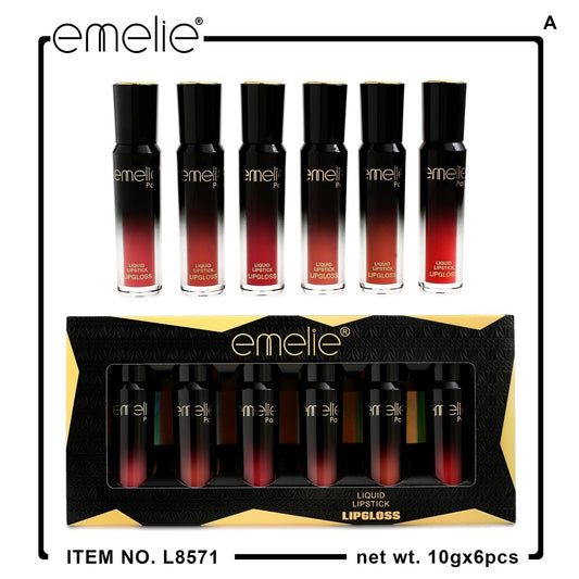 Emelie Liquid Lip Gloss - 6pc Set Emelie Cosmetics.pk