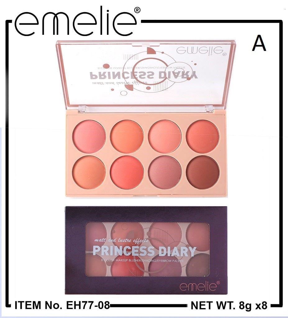 Princess Diary 8 Color Blusher/Eyeshadow Emelie Cosmetics.pk