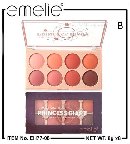 Princess Diary 8 Color Blusher/Eyeshadow Emelie Cosmetics.pk