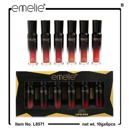 Emelie Liquid Lip Gloss - 6pc Set Emelie Cosmetics.pk