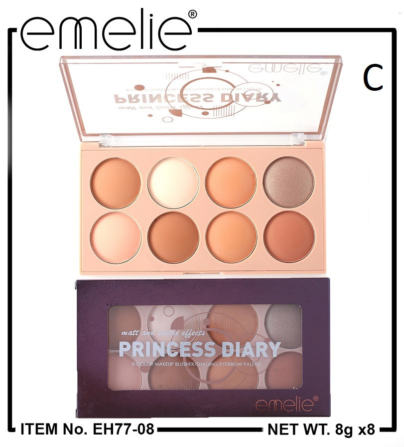 Princess Diary 8 Color Blusher/Eyeshadow Emelie Cosmetics.pk