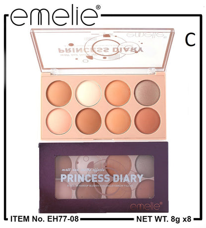 Princess Diary 8 Color Blusher/Eyeshadow Emelie Cosmetics.pk