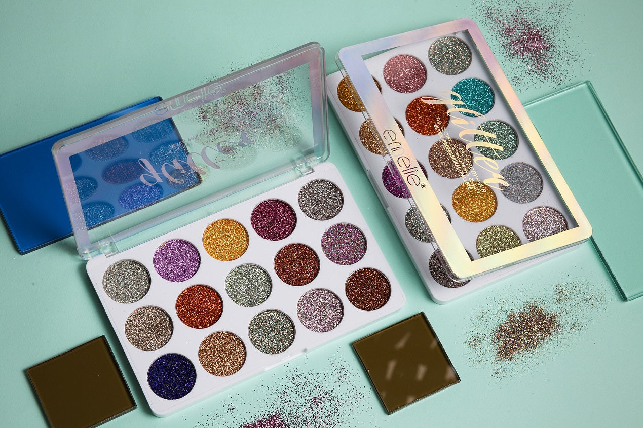 15 Color Emelie Glitter Eyeshadow Emelie Cosmetics.pk