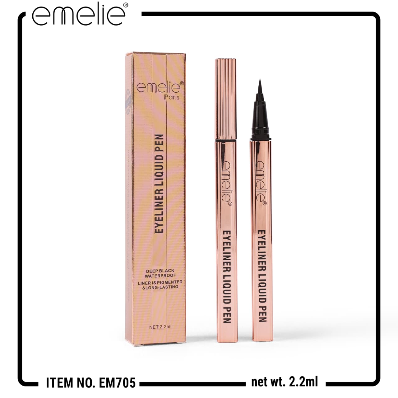 Eyeliner Liquid Pen - Deep Black Waterproof, 24H Smudge-Proof Emelie Cosmetics.pk