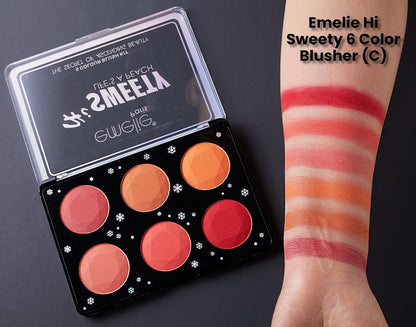 Hi Sweety 6 Color Blush Kit Emelie Cosmetics.pk