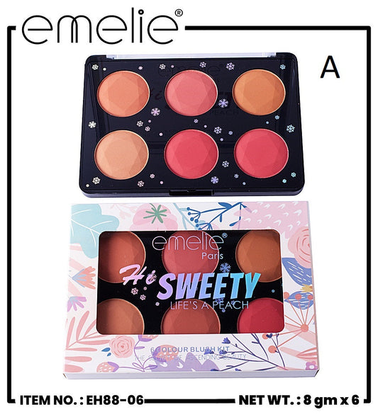 Hi Sweety 6 Color Blush Kit Emelie Cosmetics.pk