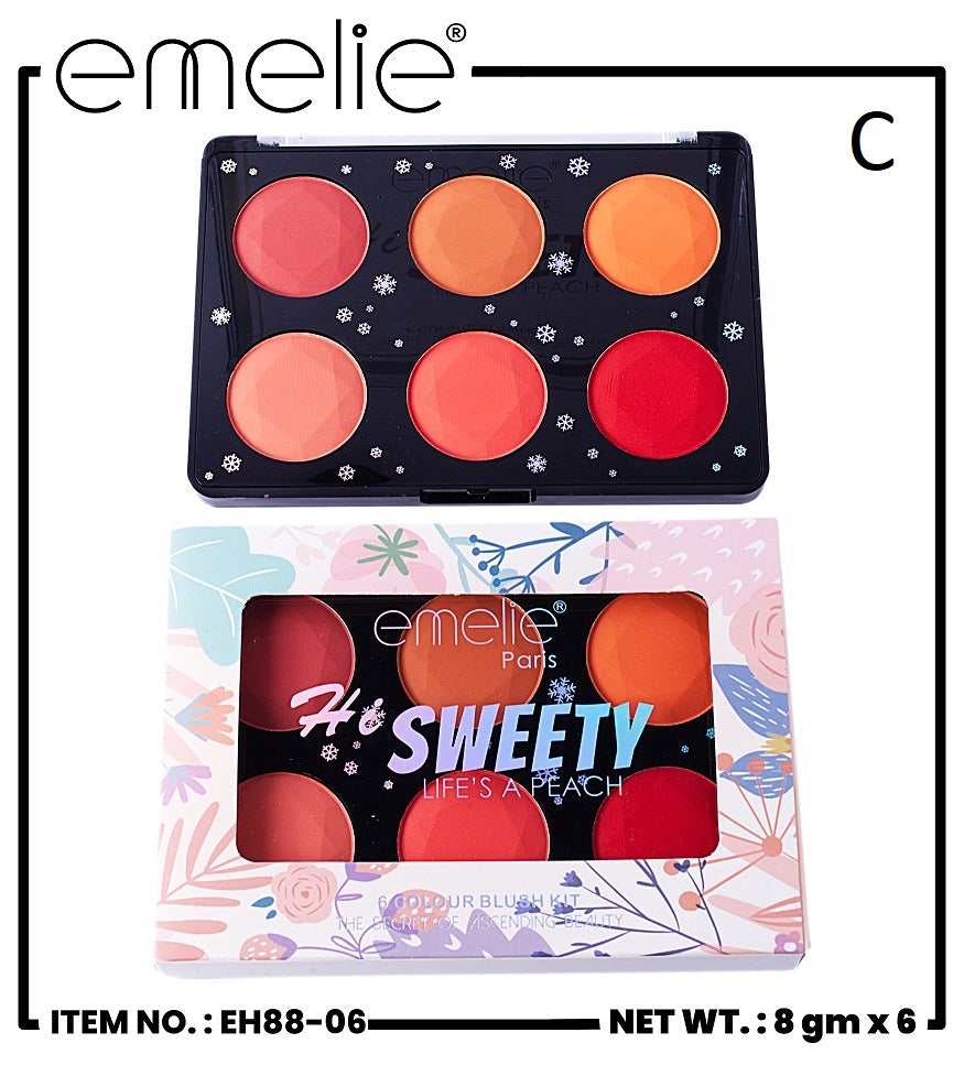 Hi Sweety 6 Color Blush Kit Emelie Cosmetics.pk