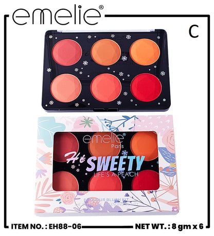 Hi Sweety 6 Color Blush Kit Emelie Cosmetics.pk