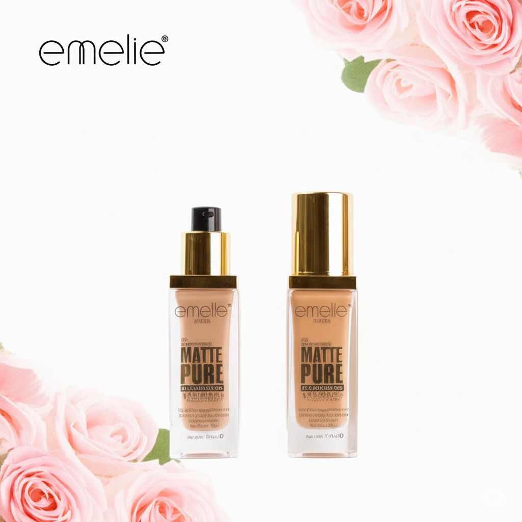 Full Coverage Matte Pure Foundation & Concealer - 40ml Emelie Cosmetics