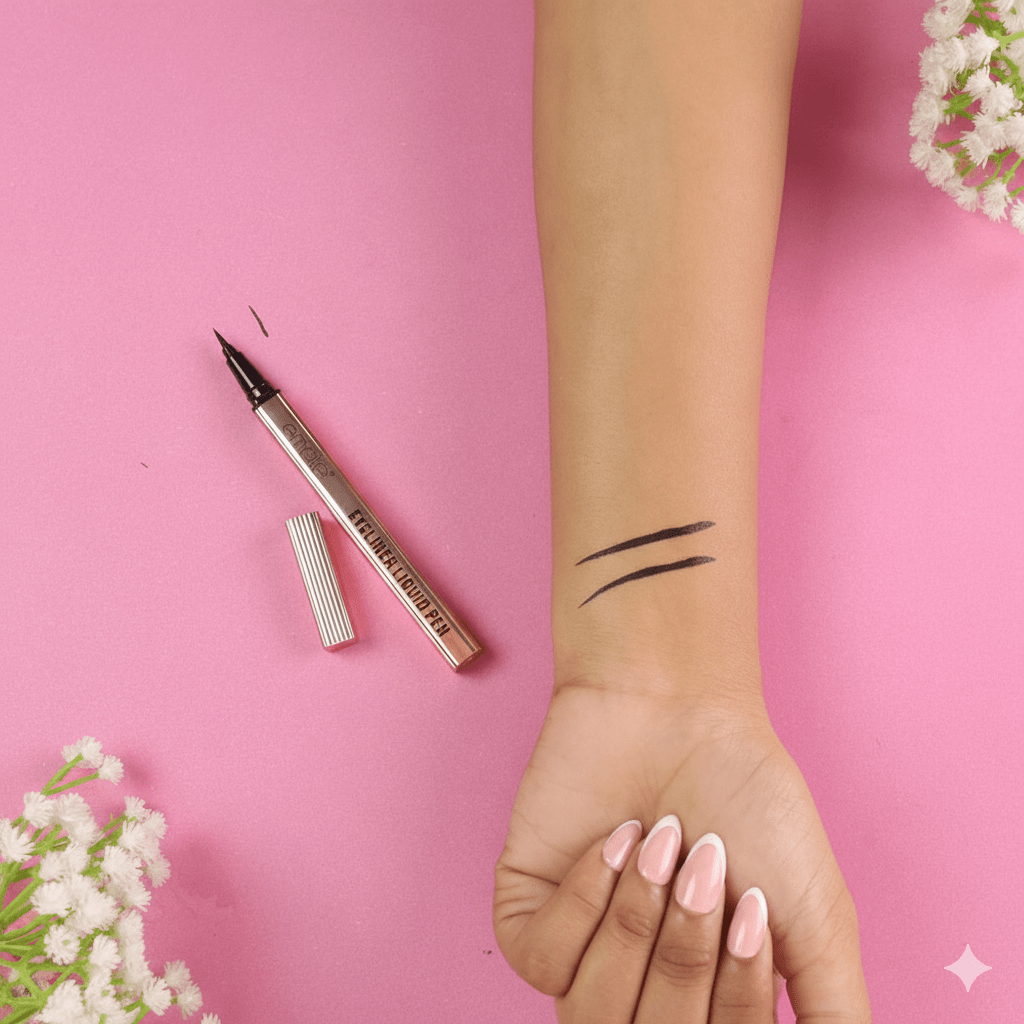 Eyeliner Liquid Pen - Deep Black Waterproof, 24H Smudge-Proof Emelie Cosmetics.pk