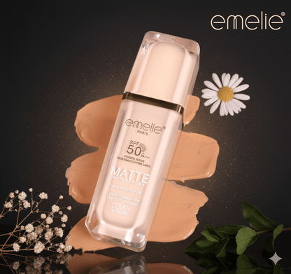 SPF 50+ Foundation with Primer - 2-in-1 Full Coverage, Matte, Waterproof, Long Wear Emelie Cosmetics.pk