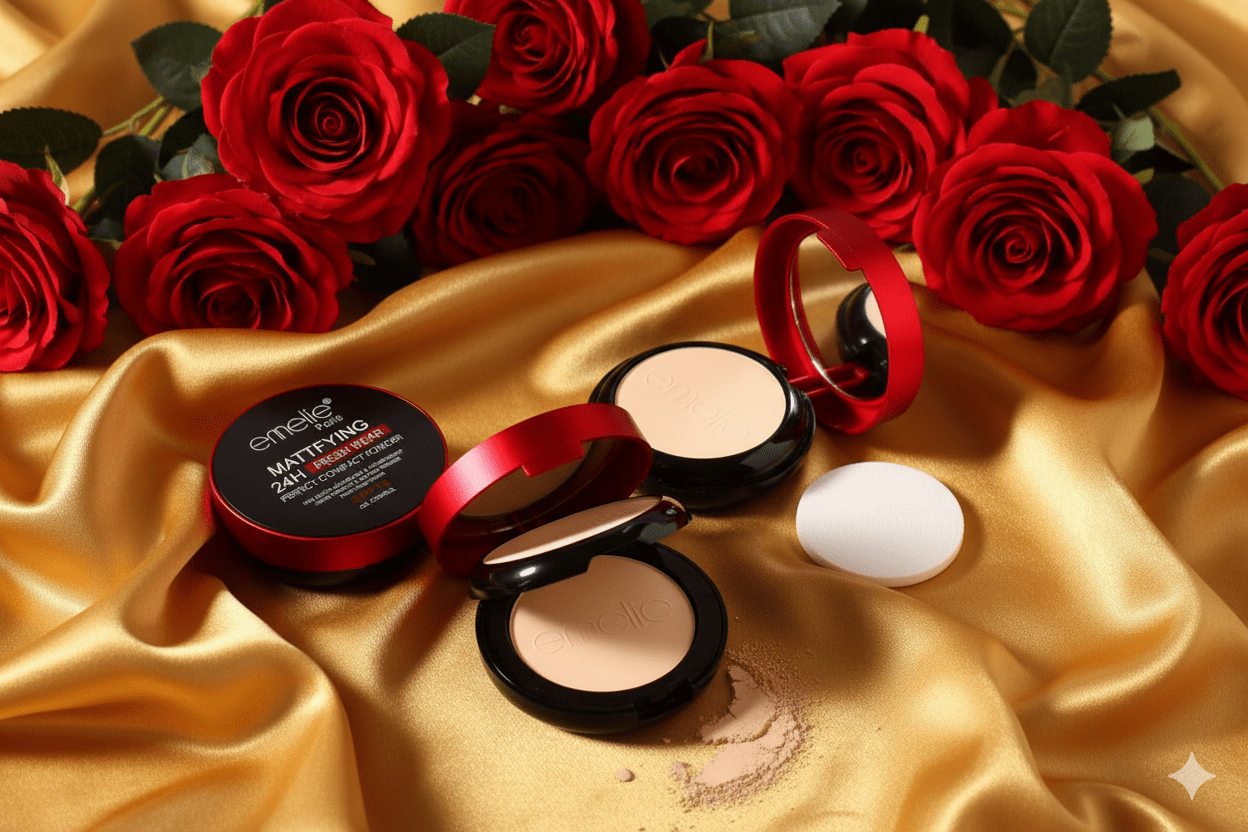 Mattifying 24H Fresh Wear Perfect Compact Powder Emelie Cosmetics.pk