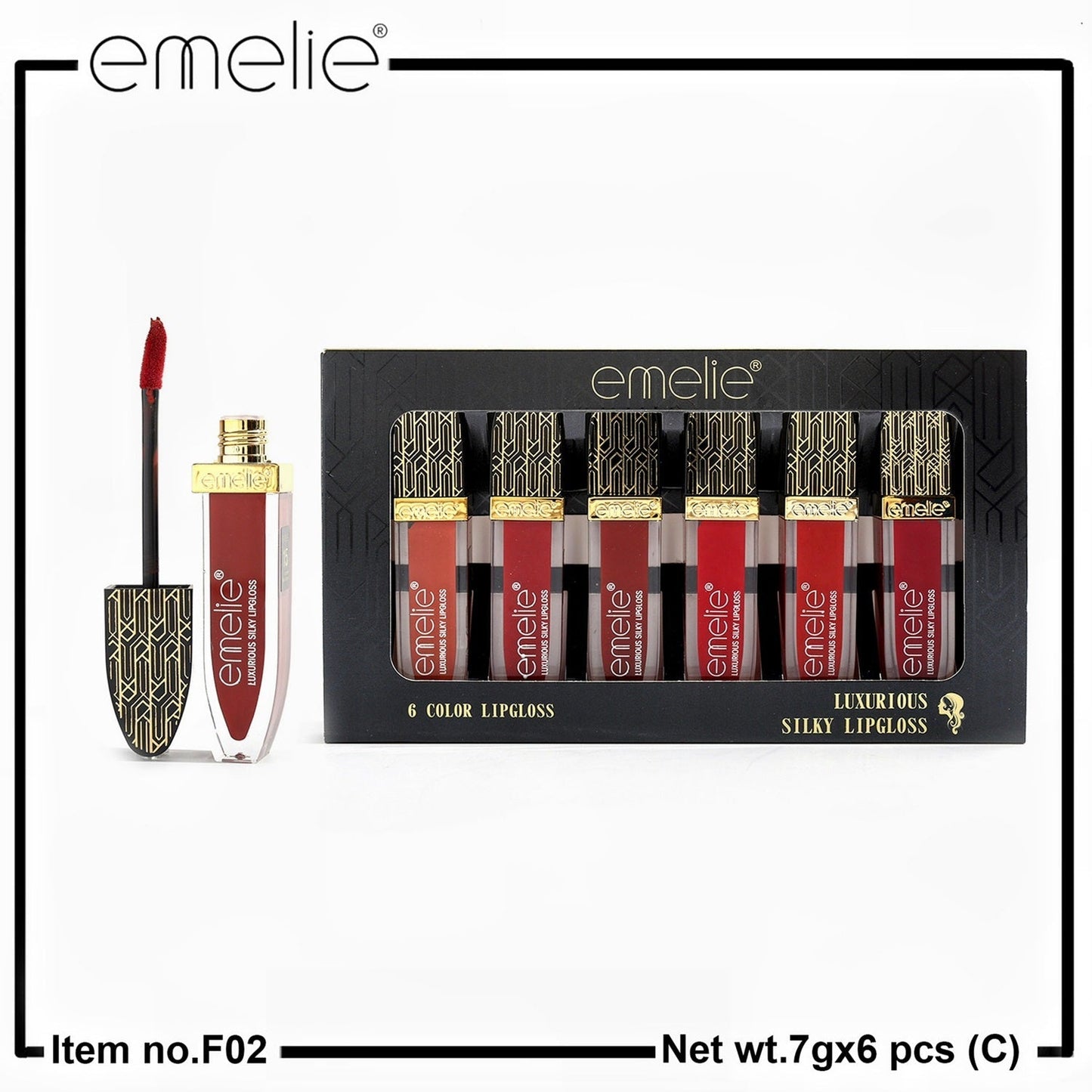 Emelie Silky Lip Gloss (6pc Set) Emelie Cosmetics.pk