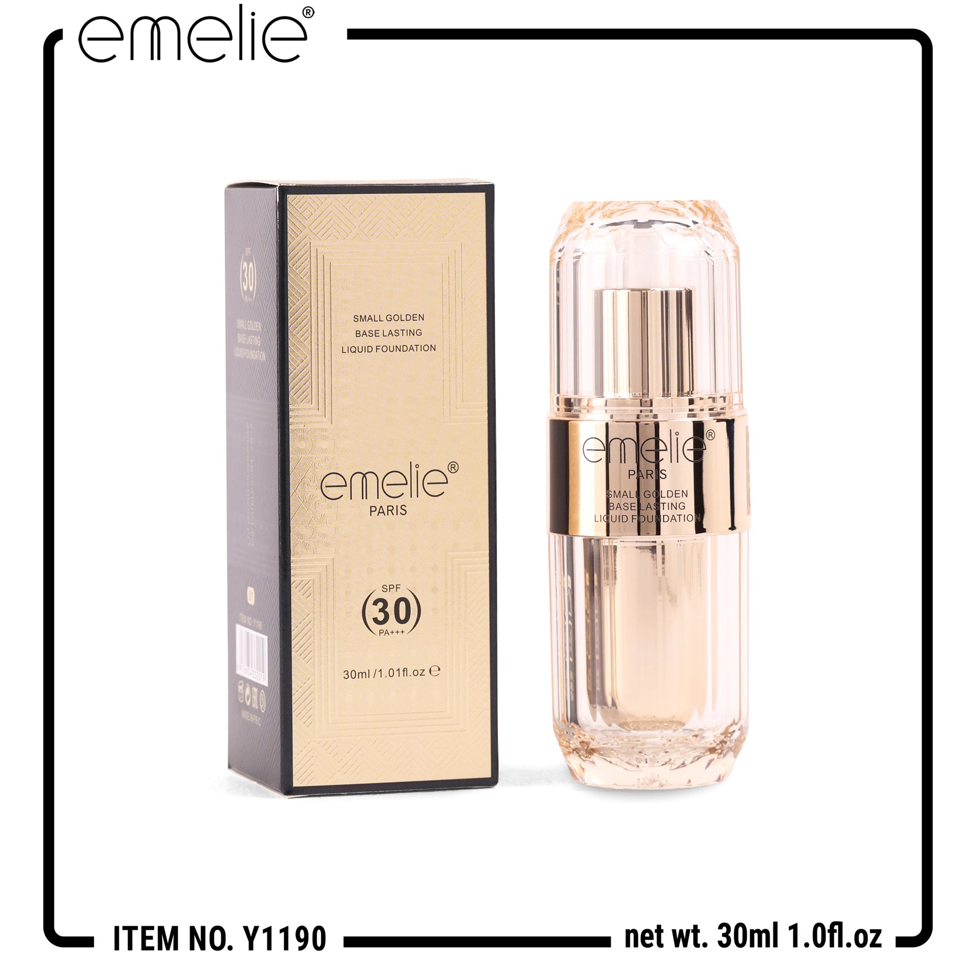 Liquid Foundation Semi-Matte Waterproof 30ml SPF_30 Emelie Cosmetics.pk