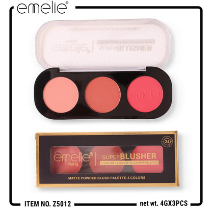 Emelie Paris Super Blusher - 3 - Color Ultimate Blush Palette Emelie Cosmetics.pk