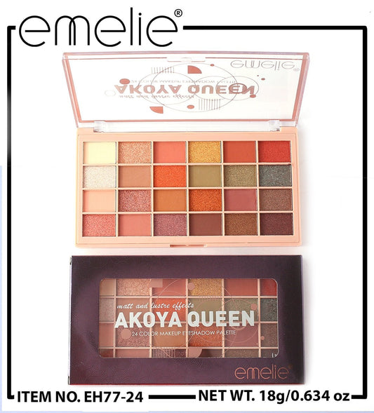 AKOYA Queen 24 Color Glitter Eyeshadow Pallete Emelie Cosmetics.pk