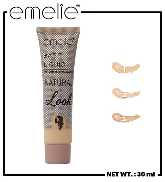 Base Liquid Natural Look Uniform Skin Foundation Emelie Cosmetics
