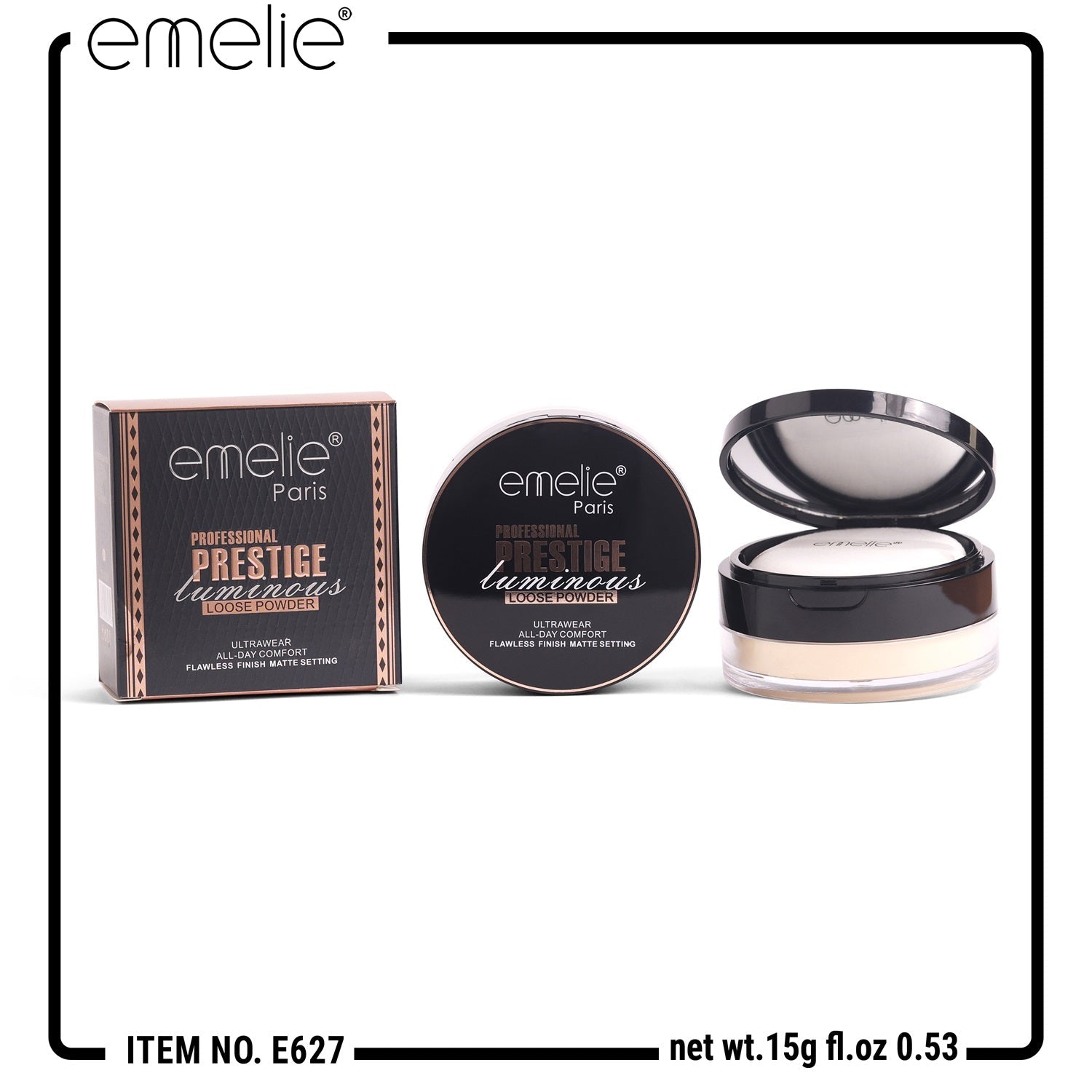 PROFESSIONAL PRESTIGE Cuminous Loose Powder – Flawless Matte, All-Day Wear Emelie Cosmetics.pk